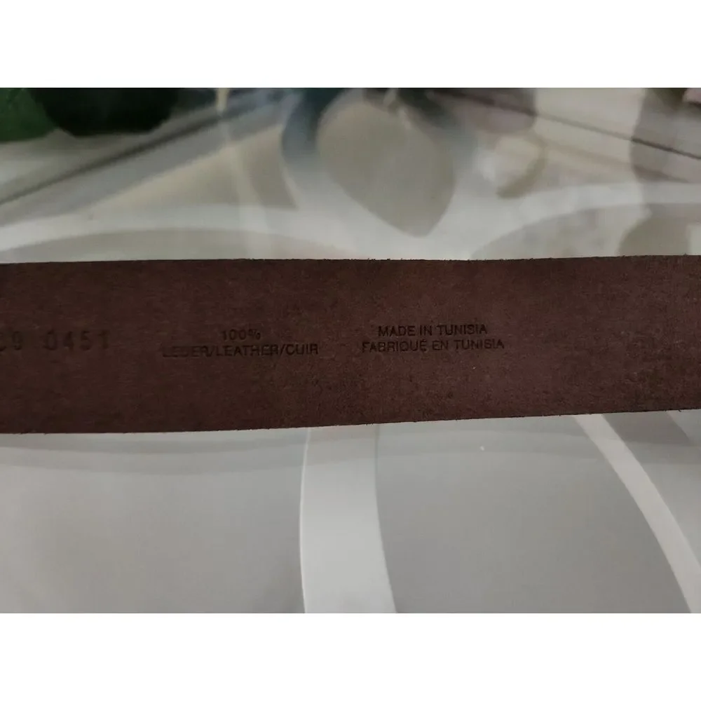 Olsen Women's Belt 100% Leather Tan Color‎ With Floral Medallion Buckle Size 6